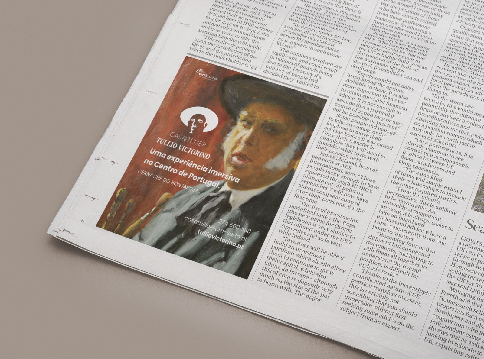 Mockup of a newspaper advertisement, showing the print design created for the museum's new communication strategy. Mockup of a newspaper advertisement, showing the print design created for the museum's new communication strategy.