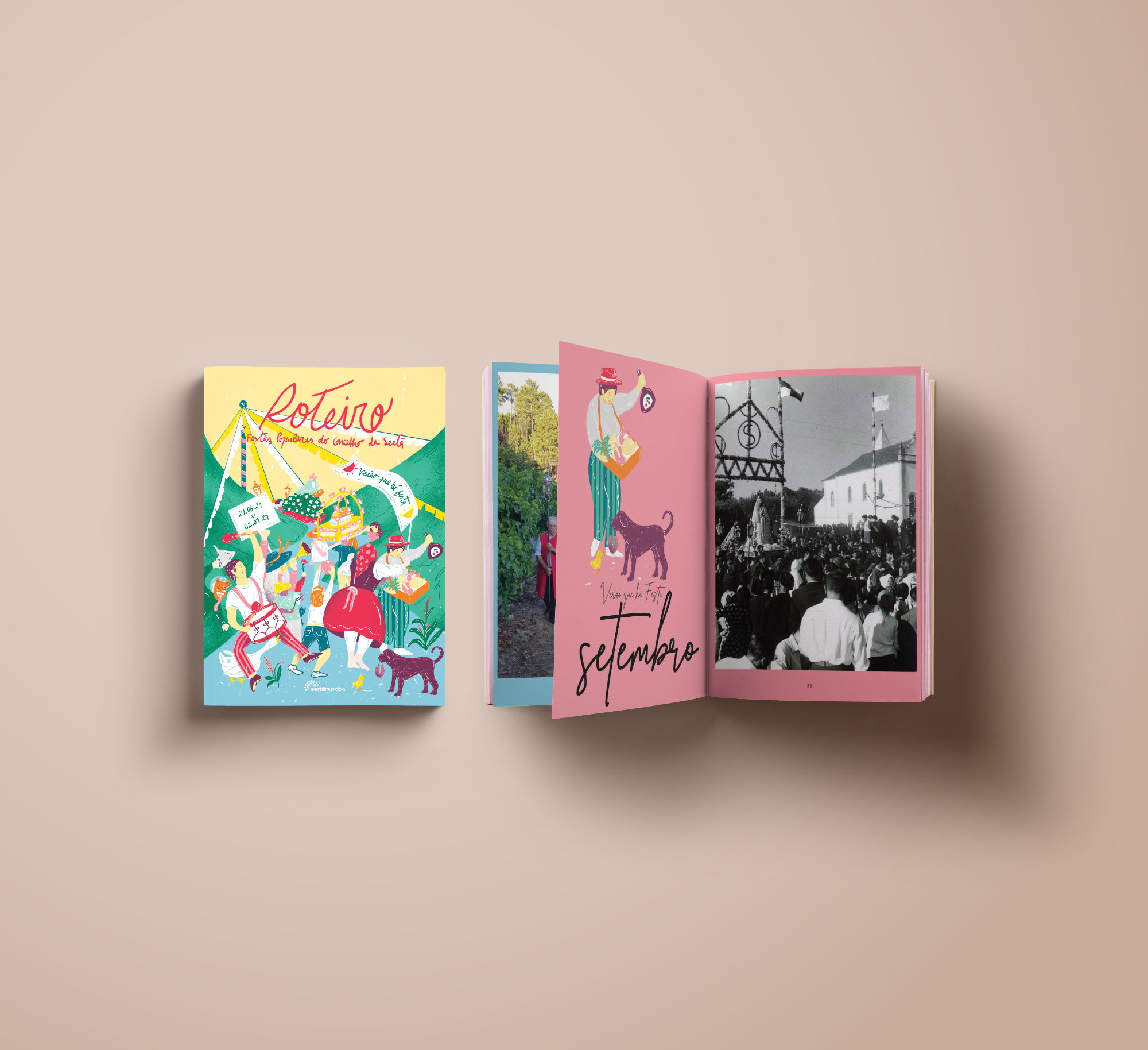 The guide's cover next to a two-page spread, showcasing the cohesive design between the cover and the internal pages.