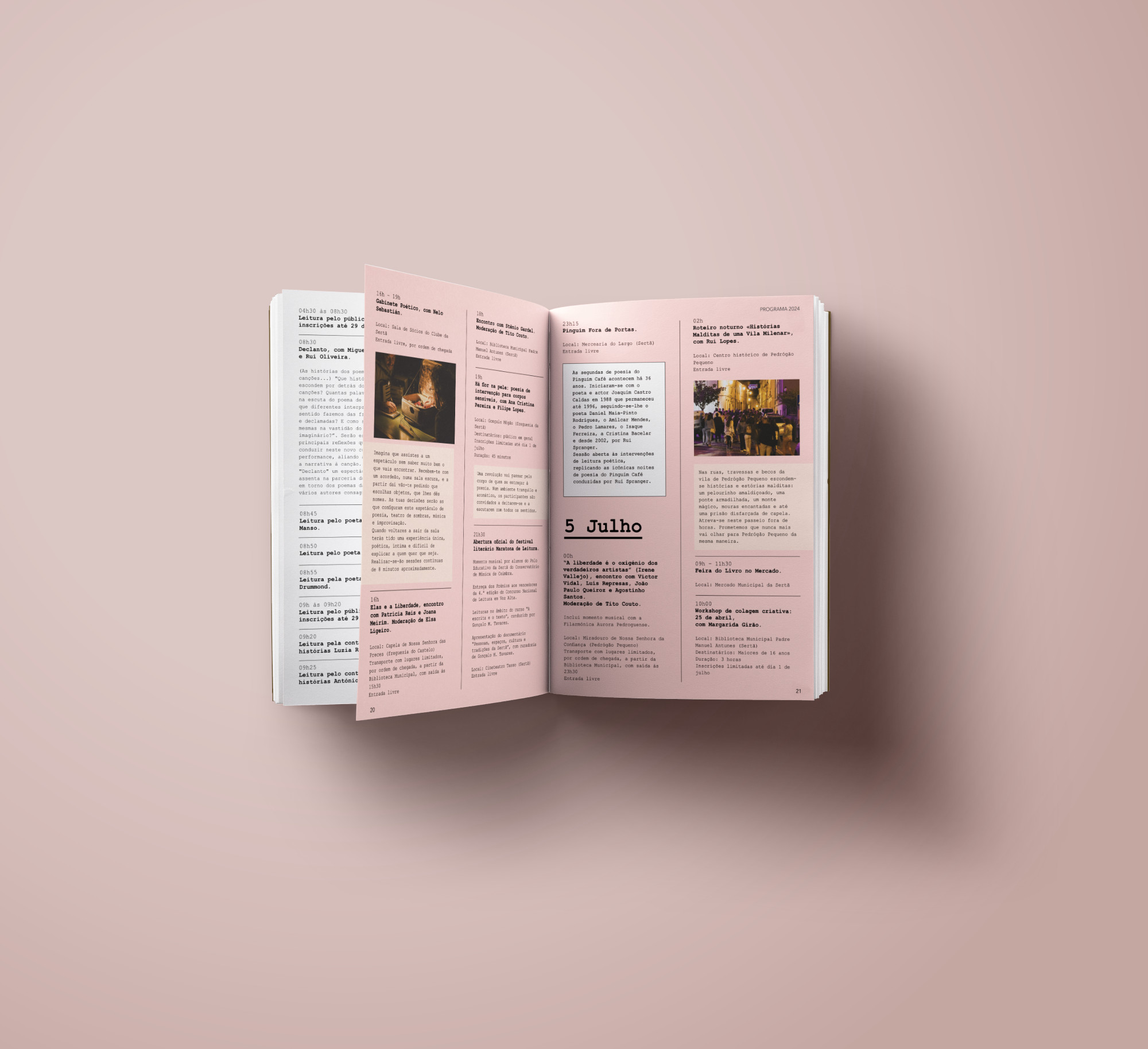 View of a spread of the printed guide, showing the clear organization of the content and design. View of a spread of the printed guide, showing the clear organization of the content and design.
